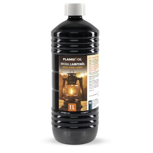 Höfer Chemie 1 Liter FLAMBIOL Lampenöl hochrein geeignet für Öl-Lampen Petroleum Lampen Gartenfackeln & Sturmlaternen - Geruchlos Rußfrei & mit Kindersicherheitsverschluß