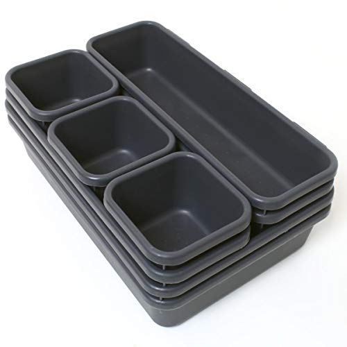 iGadgitz Home U7125 Plastic Drawer Organiser, Drawer Divider, Drawer Tidy, Drawer Tray -Grey - Image 3