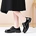 QHH Black Oxford Shoes for Women Womens Oxford Shoes Lace-Up Patent Leather Flat Non-Slip Oxfords Shoes Fashion Classic Business Casual Comfortable Dressy Office Work Shoes for Women's Ladies US 7.5