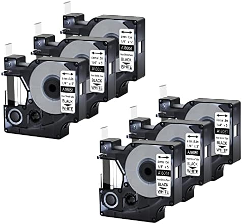Compatibel DYMO Rhino Printers DYMO Krimpkous Tape Vervanging 3 Pack Cruxer Vervanging Voor DYMO Rhino Label Tape 18051 1/4 Inch Industriële Label Tape Krimp 3:1 8-pack Krimpkous Tape