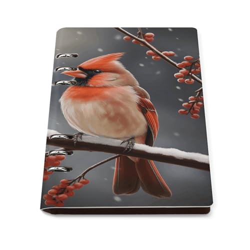 BTCOWZRV Cute Cardinal Birds Notebook Refillable Note Book Spiral Notebook Detachable with 6 Ring A5 Loose-Leaf Note Books for Business Note-Taking Office Supplies 9 X 13.7 Inch