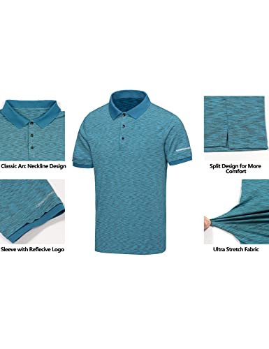 Dasawamedh Men's Quick Dry Golf Shirt Short Sleeve Polo Shirt Stretch Moisture Wicking Uv Protection Sports Tennis T-Shirt Mosaic Blue Heather Xxl #TOP3