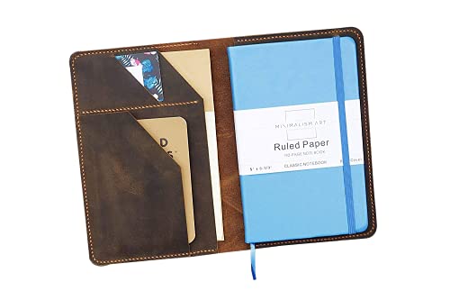 Personalized distressed leather cover case portfolio for Minimalism art notebook journal composition B5 classic medium A5 A4 MAX05SL