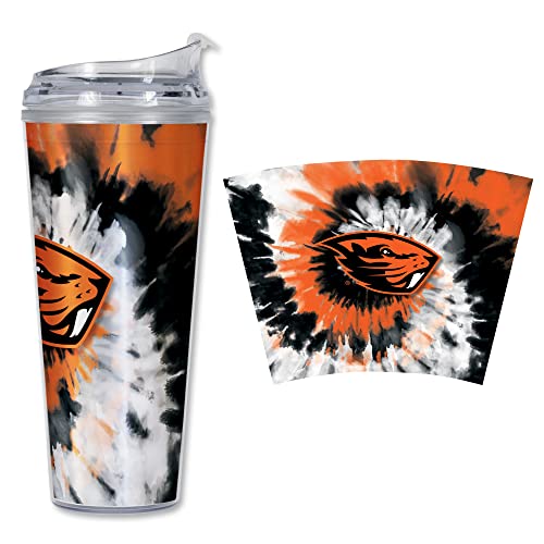 Image of Rico Industries NCAA Glitter 24oz Acrylic Glitter Tumbler with Hinged Lid, Officially Licensed Double Wall Tumbler with Straw
