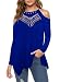 MIHOLL Women's Casual Tops Lace Off Shoulder Long Sleeve Loose Blouse Shirts (Medium, Blue)