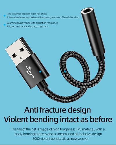 Adaptador de audio USB a Jack 3.5mm auxiliar miniatura 5