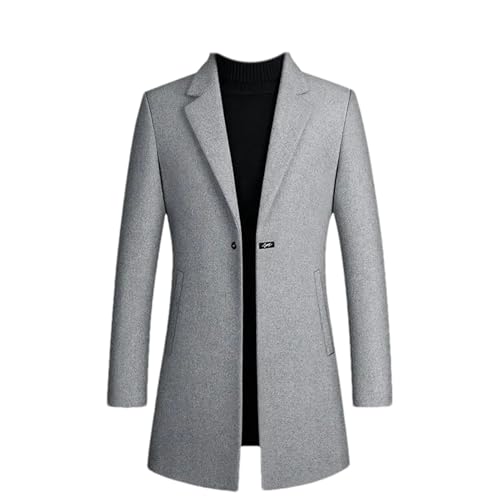 Vestes hiver longues hommes laine trench manteaux gris chaud casual affaires taille XL