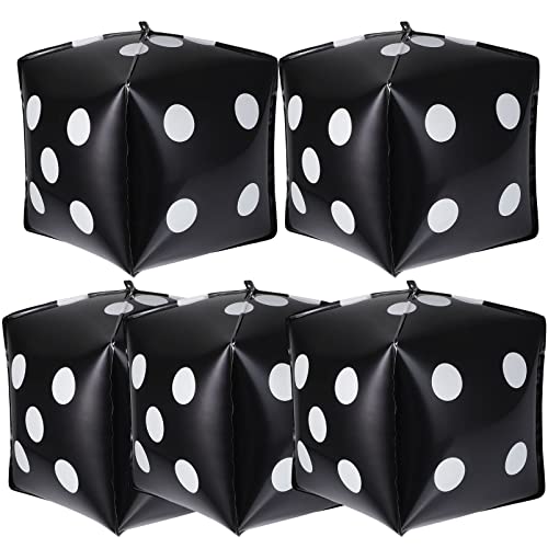 Toyvian 5 pack Dice Balloons 7.08 in Foil Cube Balloons for Theme Party Decorations Game Night Party Decorations Birthday Backdrops Photo Props Wall Door Ceiling Decor