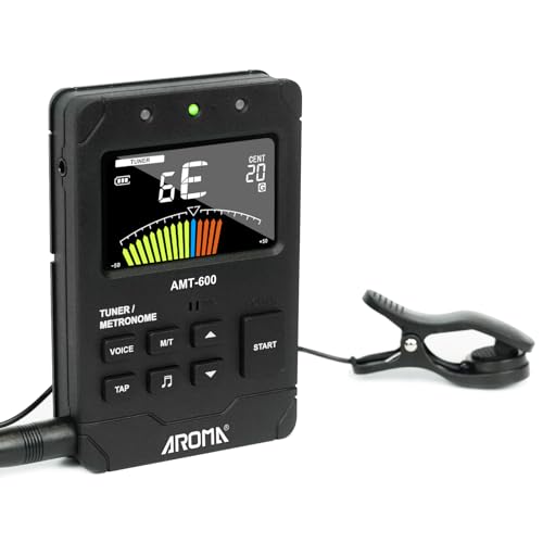 Aroma Digitales Metronom Stimmgerät Wiederaufladbar für Alle Instrumente mit Stimm-Modi für Gitarre, Bass, Violine, Ukulele, Chromatisch und Blasinstrumente