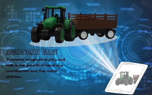 Image of Friction Powered Tractor Trolley Toy for Kids | Farm Tractor Toy with Trailer for Boys & Girls | Push & Go Tractor Vehicle Toy | BIS Certified | NeoKiddo (Green)