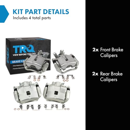 Image of TRQ Front and Rear Brake Caliper Set Zinc Coated Brackets Compatible with 2005-2008 Chevrolet Cobalt 2008-2010 HHR 2007-2009 Pontiac G5 2005 Saturn Ion
