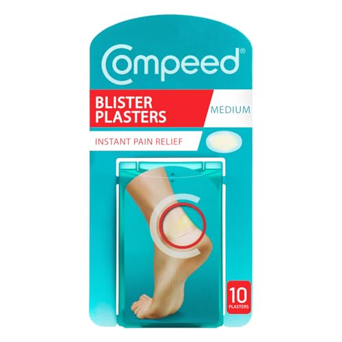 Compeed 10 Medium Size Blister Plasters for Feet - Individually Wrapped - Hydrocolloid Gel Technology - Faster Healing - Deep Cushioned