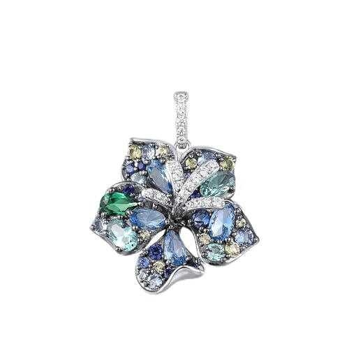 Pendentif fleur argent 925 anti-ternissement avec zircones brillants pour peau sensible