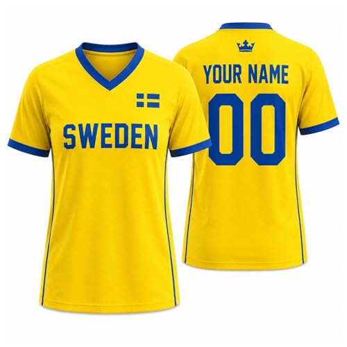 Sweden Soccer Jersey Personalized Swedish Fan Jersey for Men Women, Sweden Football Supporter Shirt with Name Number, Country Pride Game Day Gift