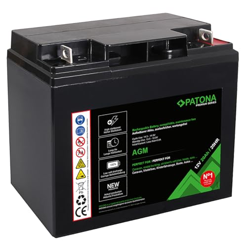 PATONA Premium AGM 12V 20Ah batería de Plomo ácido VRLA Sin Mantenimiento 1800 ciclos