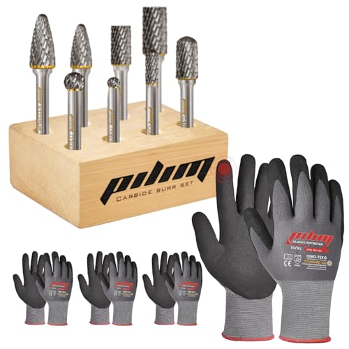Set de Fresas de Carburo de Tungsteno 8 Piezas y Guantes de Seguridad