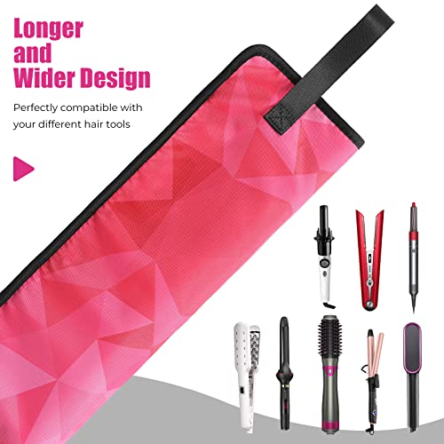 Luxspire Curling Iron Holder, Flat Iron Holder Organizer with Heat Resistant Silicone Mat, Flat Iron Travel Case Storage Bag Pouch for Hair Straightener Curling Wand Hair Straightener Comb Hair Tools - Thumbnail 5