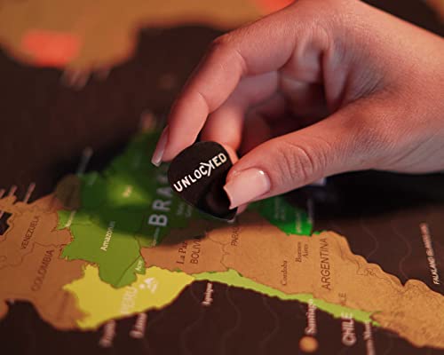 Mapa Mundi de Raspar 82X60 cm | Unlocked | Sem moldura | Scratch off Mundi Map | Mapa Raspadinha