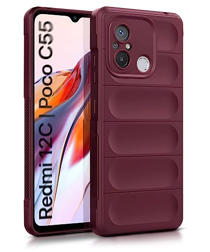 Image of WOW IMAGINE Ultimate Silicon Back Cover Case for Xiaomi Redmi 12C | Poco C55 | Military Grade Drop Protection Shockproof Bumper | Anti-Slip Grip | Scratch Proof Micro-Fibre Cloth Inside (Crimson Red)