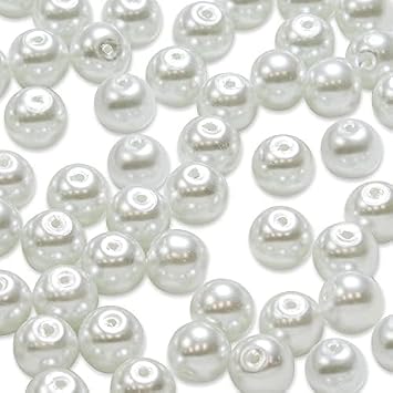 Expo International 10mm Glass Pearl Beads, Versatile Round Glass Beads, Elegant Beads for Jewelry, Bridal, and DIY Projects, Natural