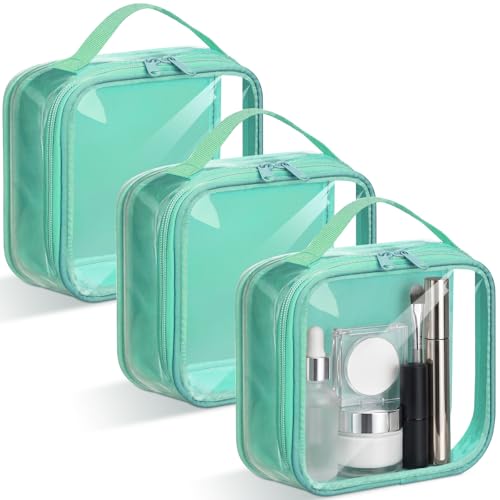 Abbylike 3 Pcs Small Toiletry Bags Reusable Quart Size Travel Liquid Pouch Single-sided Clear PVC Carry-on Organizer...