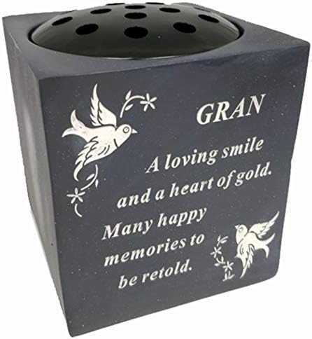 David Fischhoff Mum Black and Gold Grave Memorial Rose Bowl, Weatherproof - for Graveside Flower Arrangements, 14 X 15 Cm