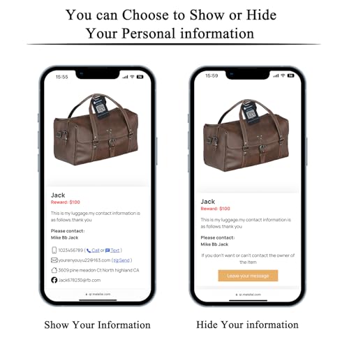 Smart Luggage Tags for Suitcases, 2 Pack QR Code Security Information Luggage Tag, Steel Ring, Waterproof Easy Identify Personalized Luggage Tag, No App or Subscription Needed (Black)4