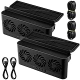 Tujoe 2 Pack Solar Powered Car Exhaust Fan 3 Fans Car Window Air Vent Radiator Solar Energy Cooling Vent Exhaust for General Types(Solar & Battery & USB 3 Fans,Black)