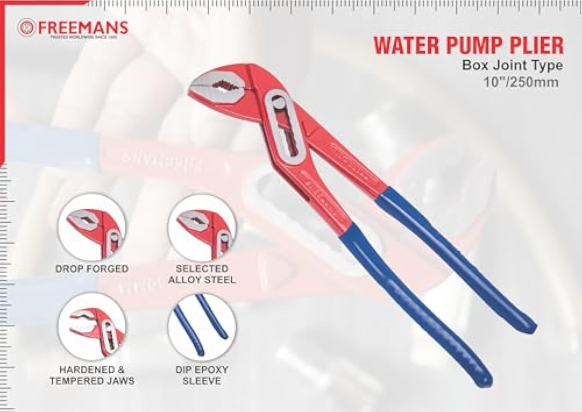 Box Joint Alloy Steel Water Pump Plier with Epoxy Dip Sleeve