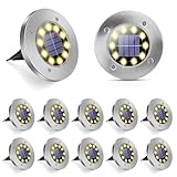 ガーデン ライト ソーラー式ライト 埋め込み式 屋外 照明 庭よう アルミ二ウム合金 地中埋込型 IP68防水 ソーラー 自動点灯/消灯 光センサー 太陽光パネル充電 高輝度 設置簡単 防災対策 防犯ライト 置き型 10led 電球色 (12個セット)
