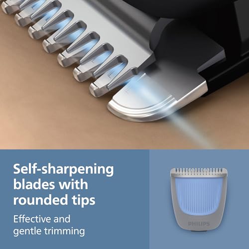 Philips Beard Trimmer 3000 Series - Self-Sharpening Blades with Round Tips, 20 Lock-in Settings, Lift&Trim Comb, 100% Waterproof, Battery Indicator, USB Charging, Soft Pouch, Model BT3619/15
