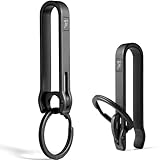 [FEGVE] チタン ベルトクリップ キーホルダー カラビナ フック 取り外し簡単 メンズ おしゃれ ズボン ベルトループ対応 車 自転車 バイク 家 鍵 (ブラック)