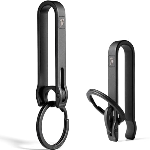 [FEGVE] チタン ベルトクリップ キーホルダー カラビナ フック 取り外し簡単 メンズ おしゃれ ズボン ベルトループ対応 車 自転車 バイク 家 鍵 (ブラック)
