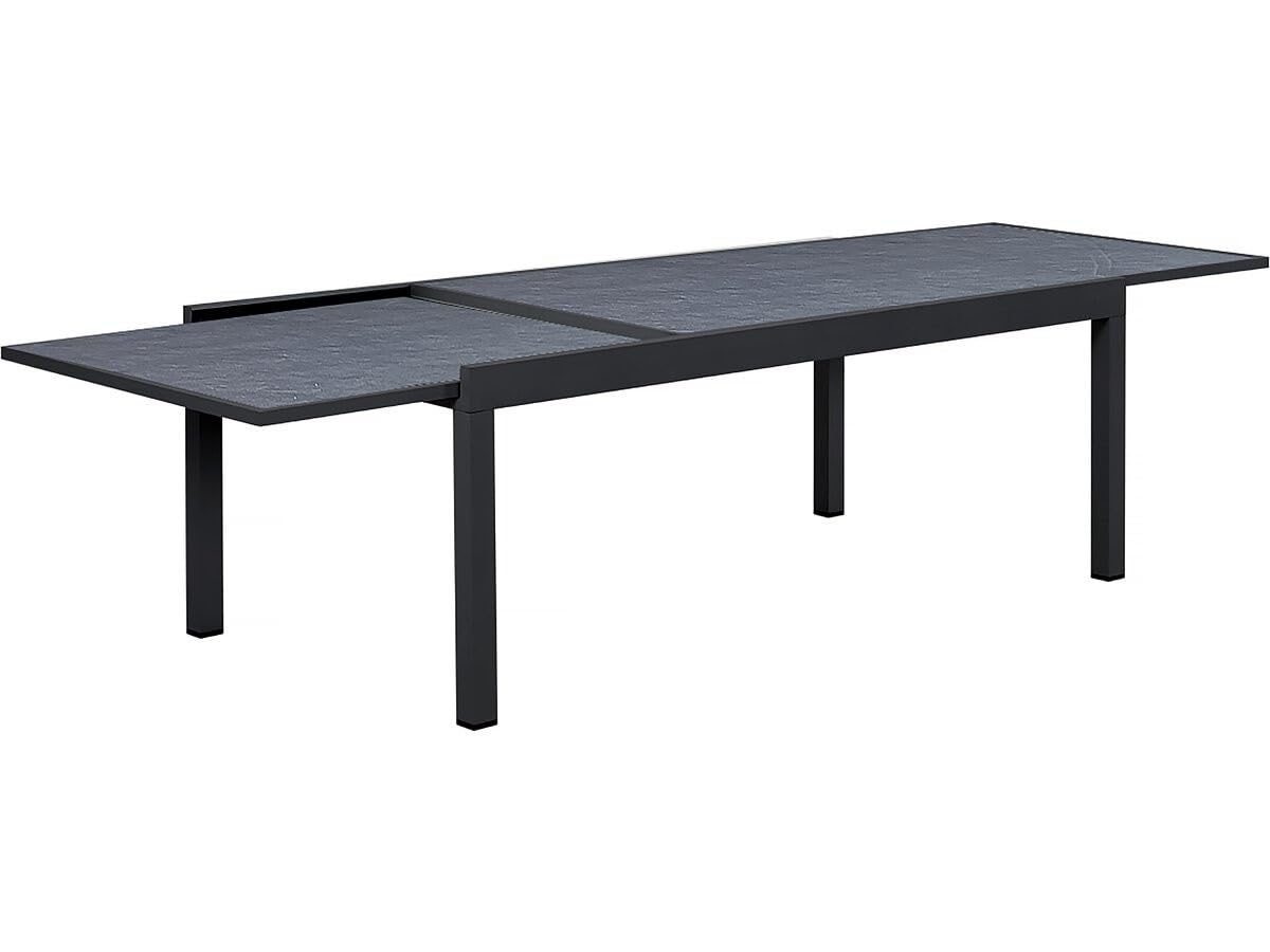 Table Jardin en Aluminium Extensible Lagos - 200/320 x 105 x 76 cm - Noir