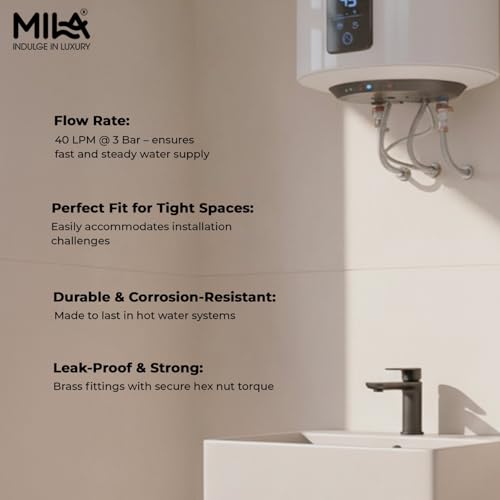 Image of MILA German-Standard Geyser Connection Hose Pipe SS-304 24 inch - Pack of 2 | Stainless Steel Bathroom & Kitchen Accessory | Corrosion Resistant, Flexible & Hot Water Tested | 3-Year Warranty