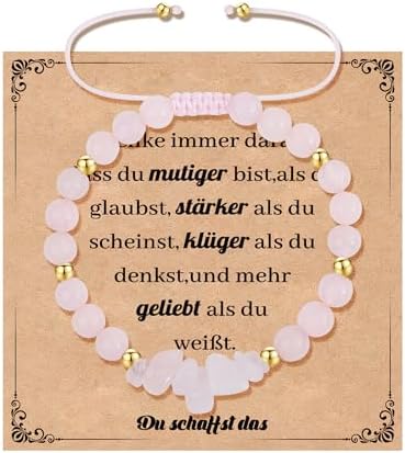 Naturstein Armband Für Frauen - Verstellbar Mit Herz-Anhänger