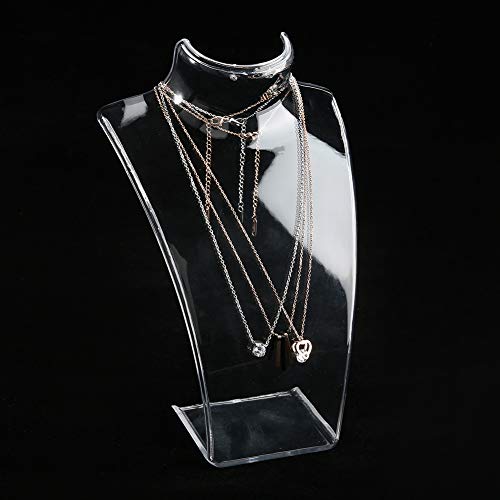 Mannequin Jewelry Display, 3 Colors Jewelry Bust Necklace Stand Freestanding Acrylic Jewelry Display Retail Earring Jewelry Accessories Jewelry Display Rack Model, Black, White, Transparent (Clear)