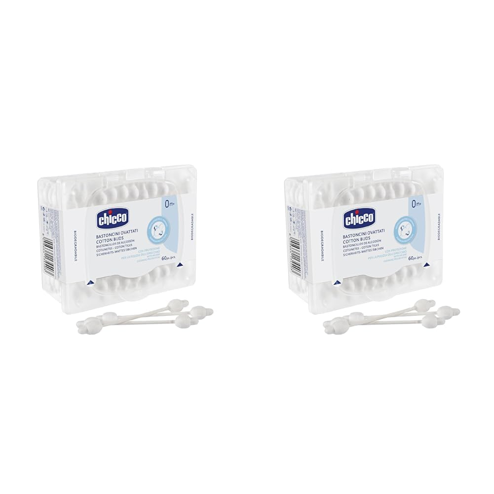 Chicco Cotton Buds 60 Pcs (with Ear Drum Protection,White) (Pack of 2)-image-39