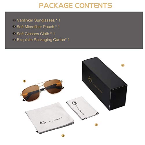 Vanlinker Polarized Square Aviator Mirrored Sunglasses For Men,Uv400 Lens Shades Vl9567 With Brown Lens/Tortoiseshell Frame #TOP5