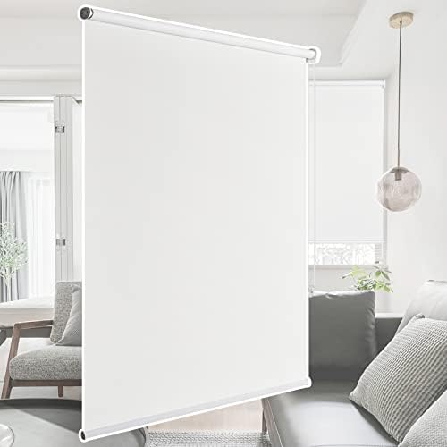 CUCRAF Roller Shades for Windows, 100% Blackout Thermal Insulated Roller Blinds for HomeDoors Bedroom Office, Sun Blocking, Easy to Install, Off White, 23" W x 75" H
