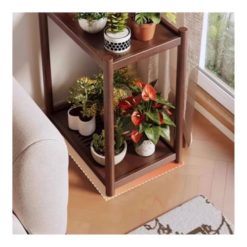 Soporte para plantas de dos capas con base de madera estable para bonsái 5