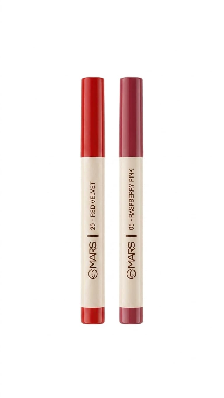 Matte Lip Crayon Combo - Pink Attack & Plum Nights (Set of 2) | Long Lasting, Smudge-Proof & High Pigment Lipsticks | Paraben-Free & Cruelty-Free Lip Makeup for Women (Raspberry Pink & Red Velvet)-image-2