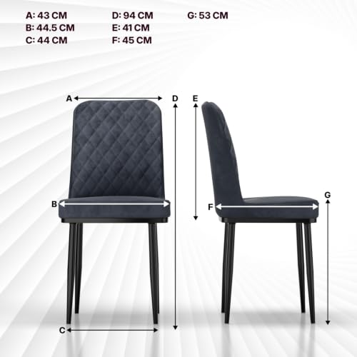 Image of IKON Premium Velvet Dining Chair with Cushioned Seat & Metal Legs | Premium Accent Chair for Living Room, Bedroom & Balcony | D.I.Y (Slate Grey)