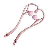 LuxFit Manual Neck Massager Tool Roller for Pain Relief, 3 Knub Shoulder and Cervical Neck Massager Shiatsu Deep Tissue Trigger Point Manual Self Muscle Cervical Spine Massage, 3 Knub, Pink