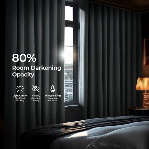 HPD Half Price Drapes - Faux Linen Curtains for Living Room (1 Panel) - 100W X 84L - Extra Wide Textured Room Darkening Curtains for Bedroom 84 Inches Long - Drapes for Home Decor, Heather Grey by HPD Half Price Drapes - Image 4