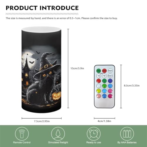 Image of Halloween Gothic Cat Flameless Flickering Candles with Remote