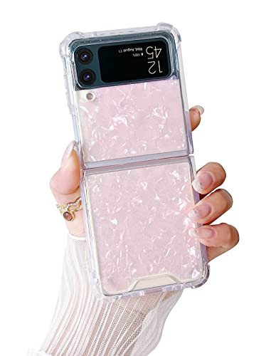 MUNDULEA Galaxy Z Flip 4 Clear Case Women Girls Flexible TPU Shell Patter Sparkle Glitter Anti-Scratch Shockproof Protective Cover for Samsung Galaxy Z Flip 4 (Shell Pink)
