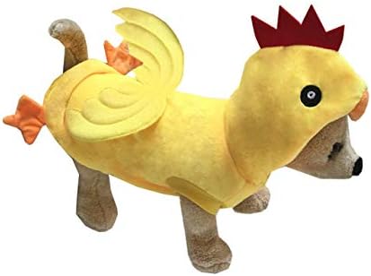 Mogoko Funny Dog Chicken Costume, Pet Halloween Christmas Rooster Cosplay Dress, Adorable Cat Apparel Animal Warm Outfits Clothes(M Size, Yellow)