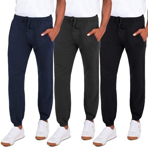 Andrew Scott Men's Fleece Joggers Pants | Multi Pack | Athletic Loose-fit Sweatpants for Workout, Running, Training