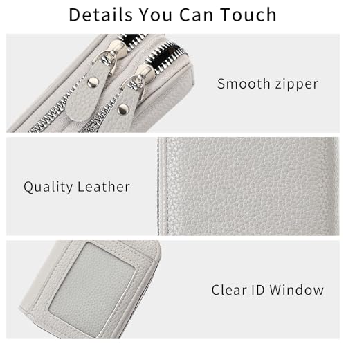 Image of RNIEGA Credit Card Holder Wallet RFID Blocking Leather Small Wallet for Women Double Zipper Wallet with ID Window